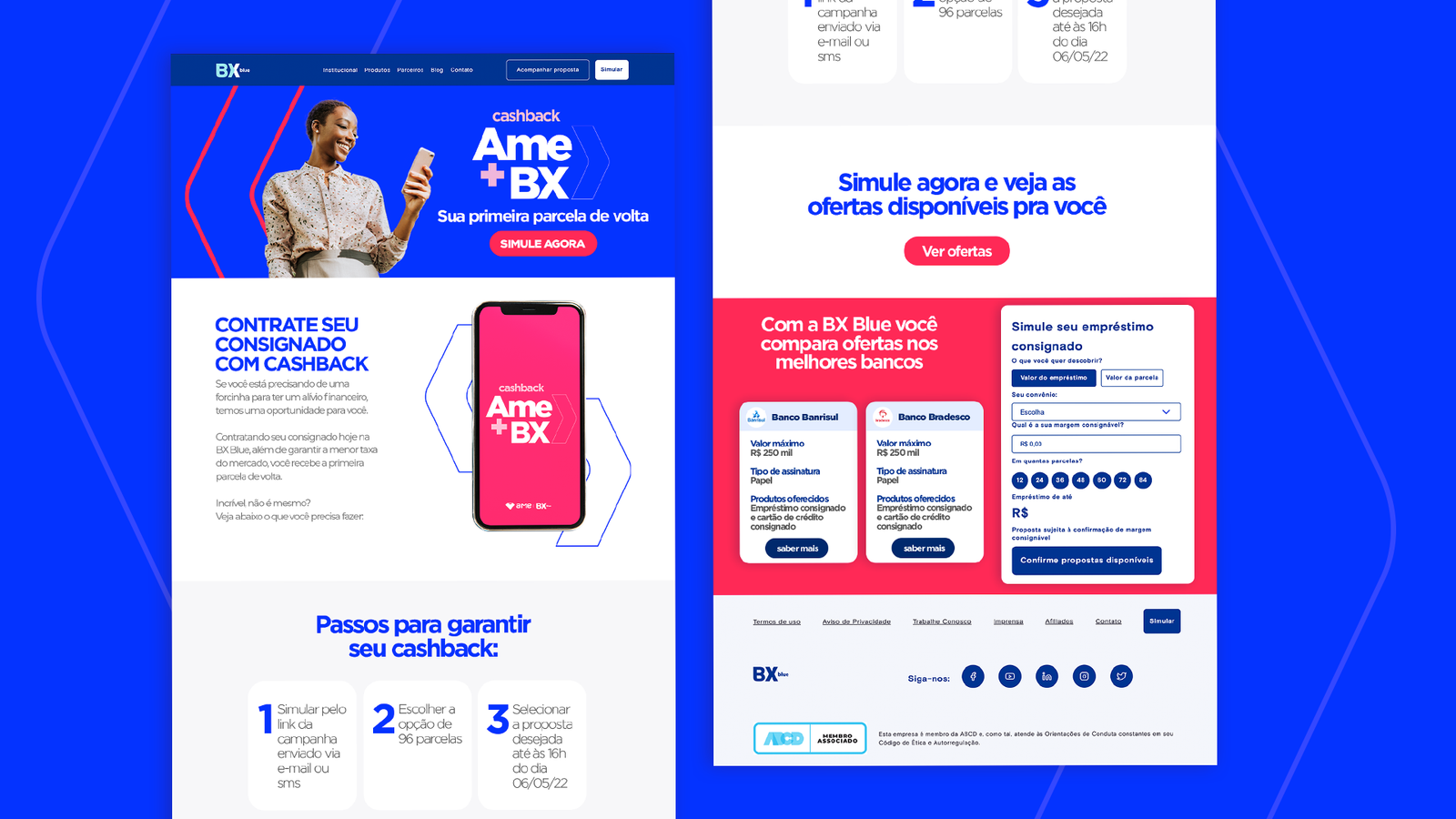 Landing page da campanha Ame + BX